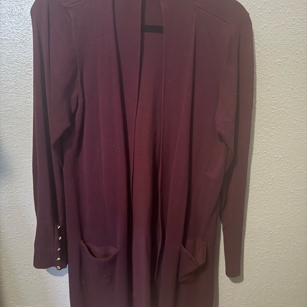 89th & Madison Maroon Open Front Blazer